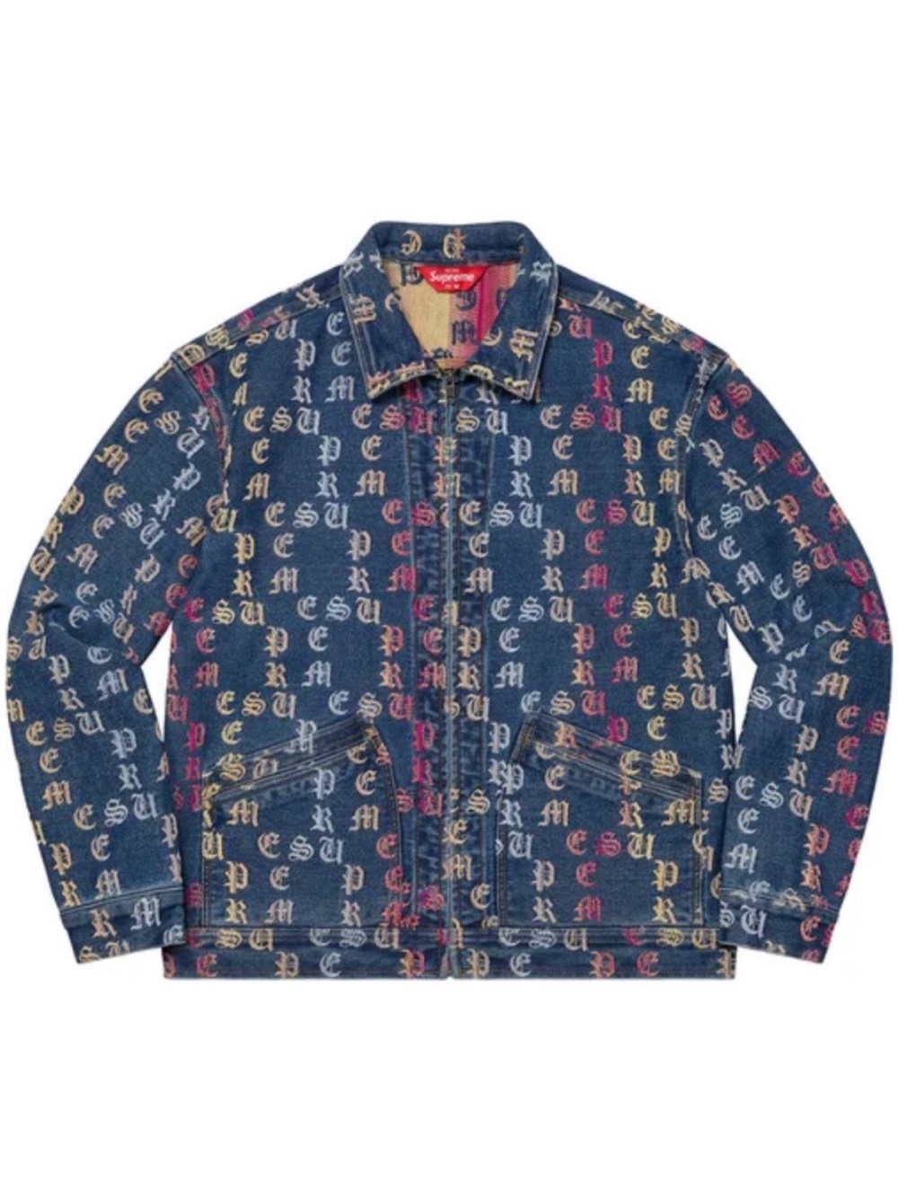 Supreme SS2022 Gradient Jacquard Blue Denim Work Zip Up Jacket Size Small - Picture 5 of 9